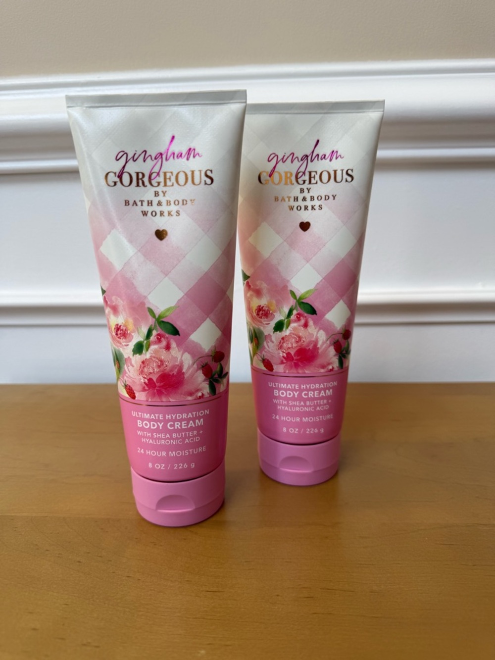 Bath & Body Works Gingham Gorgeous Body Cream - Pink & White Floral
